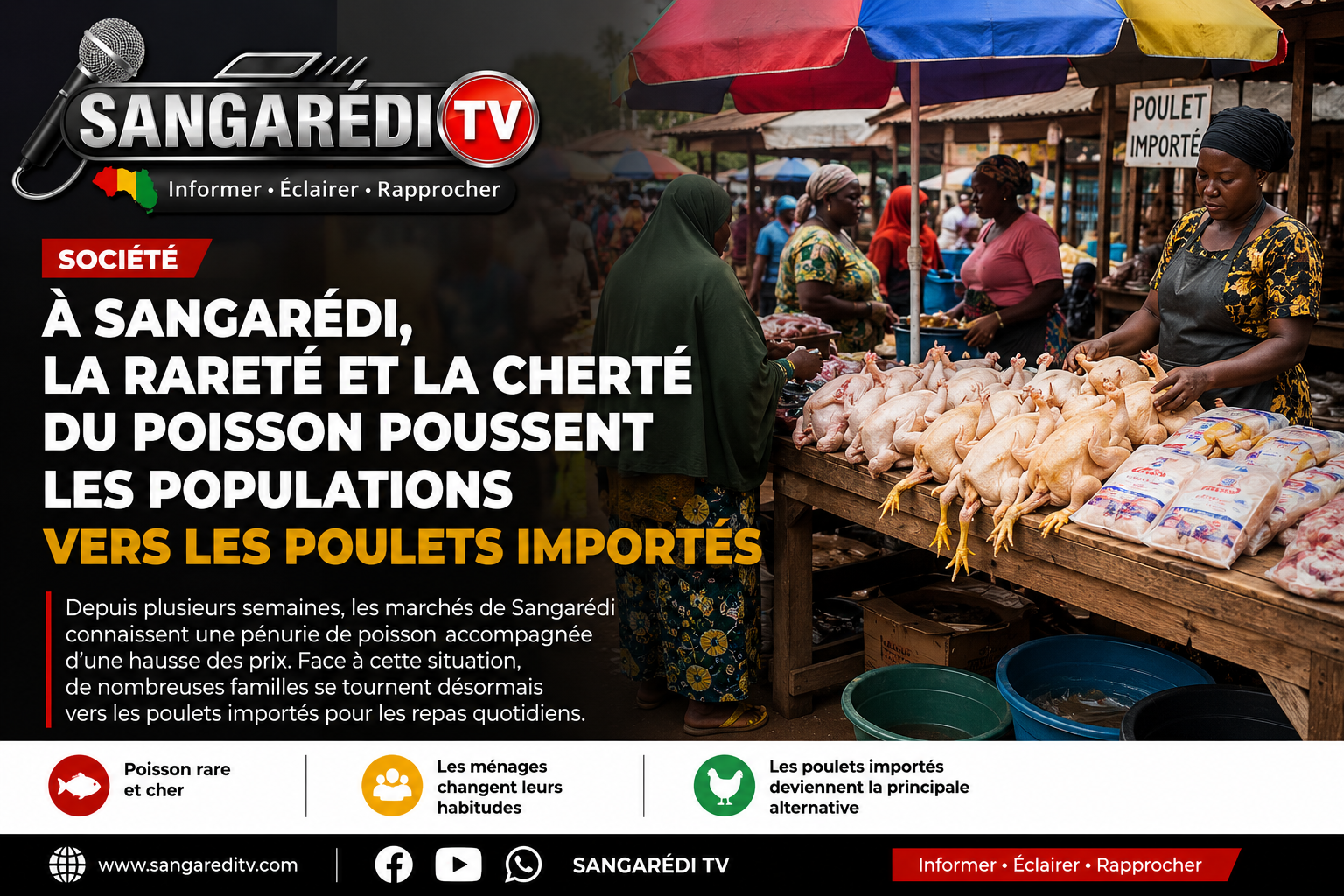🐔 Sangarédi : face à la rareté et à la cherté du poisson, les populations se tournent vers les poulets importés